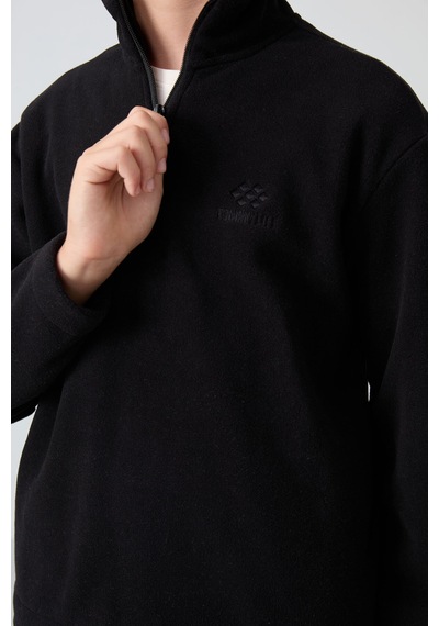 Tommylife Tommy Life Siyah Kalın Yumuşak Dokulu Standart Fit Nakışlı Polar Erkek Çocuk Sweatshirt - 11221 Siyah