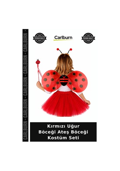 Kırmızı Uğur Böceği Ateş Böceği Kostüm Seti Parti Kıyafeti Gösteri Oyun Zamanı Siyah