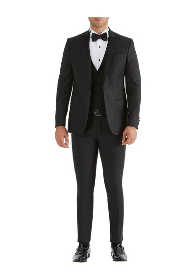 Efor Black 034 Slim Fit Yelekli Çıkarılabilir Saten Yaka Siyah Damatlık Smokin Takım Siyah Efor Black 034 Slim Fit Yelekli Çıkarılabilir Saten Yaka Siyah Damatlık Smokin Takım Siyah