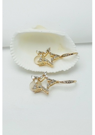 Rose Altın Kaplama Vip Seri Xuping Baget Taşlı Sallantılı Yıldız Rose Gold