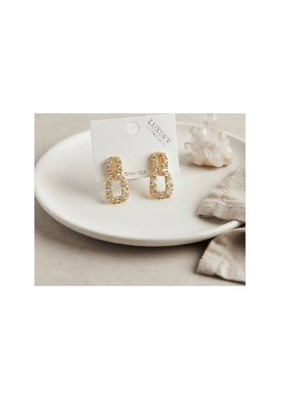 Zirkon Taşlı Gold Renk Pirinç Vintage Kadın Küpe Tj-bkp12108 Evimdeyokyok