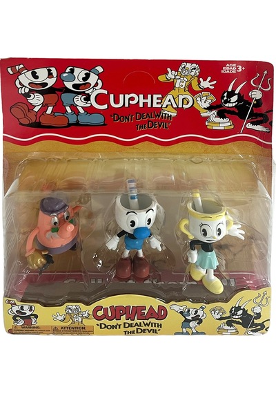 Cuphead Fincan Kafa Oyuncak Karakter Seti 3lü