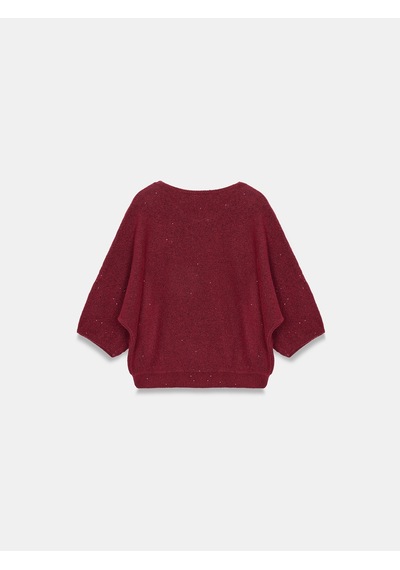 Dilvin 10856 Parıltılı Kısa Kollu Kazak-bordo