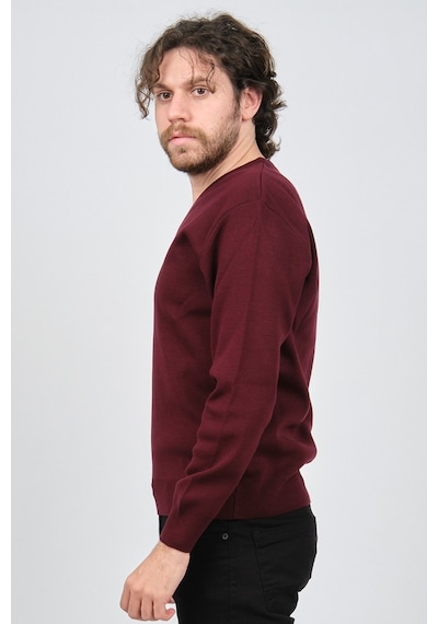 Ateş Triko Erkek V Yaka Düz Kazak 6091026 Bordo Bordo