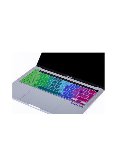 Apple Uyumlu MacBook Pro Klavye Koruyucu M1-m2, 13inç Dazzle Uk-eu İngilizce A2338 2289 2251 A2141 İle Pembe Yeşil