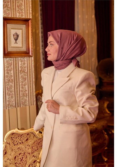 Silk Home Monogram Pamuk İpek Eşarp 130001-01 gül kurusu