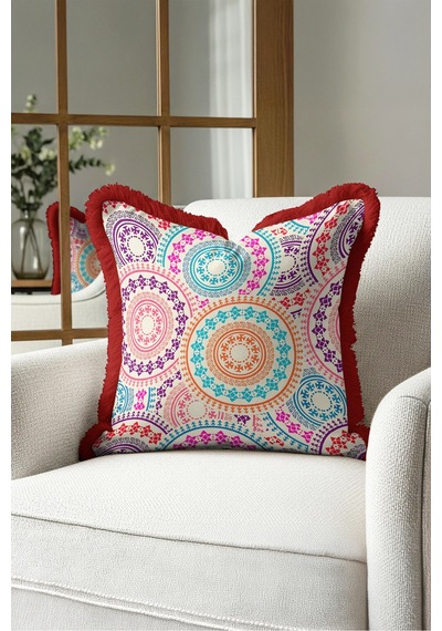 Boho Etnik Mandala Motifli Saçaklı Yastık Kılıfı - Renkli Retro Bordo Püsküllü Kırlent Kılıfı Kadim Sahil Opal Boho Etnik Mandala Motifli Saçaklı Yastık Kılıfı - Renkli Retro Bordo Püsküllü Kırlent Kılıfı Kadim Sahil Opal