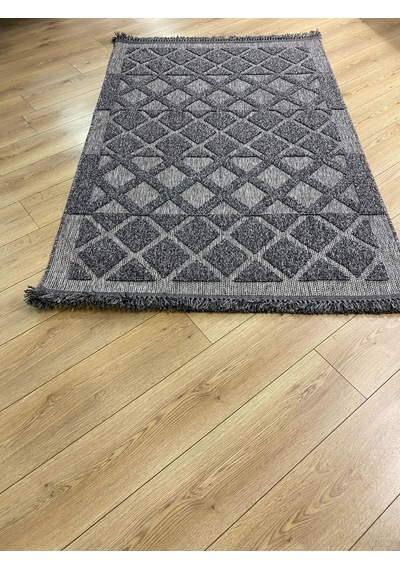 Çam Halı Enti Halı Togo 7512 Antrasit Geometrik Desenli Makine Halısı