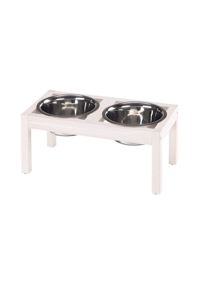 Ferplast Desco Wood 07 Standlı İkili Çelik Köpek Mama ve Su Kabı 2 x 5600 ML