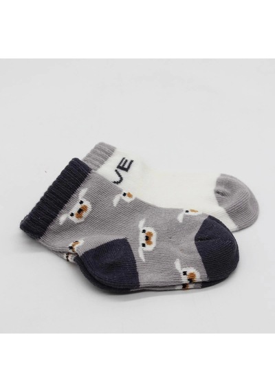 Bistyle Love Dog Penye Soket Çorap 2'li Bs10118 Gri Gri