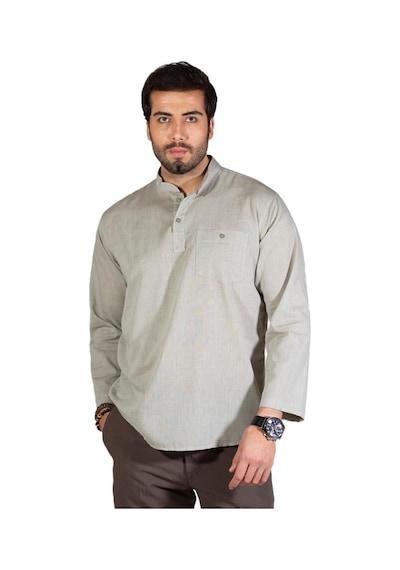Uzun Kol Şile Bezi Hakim Yaka Erkek Tshirt Taş 3031