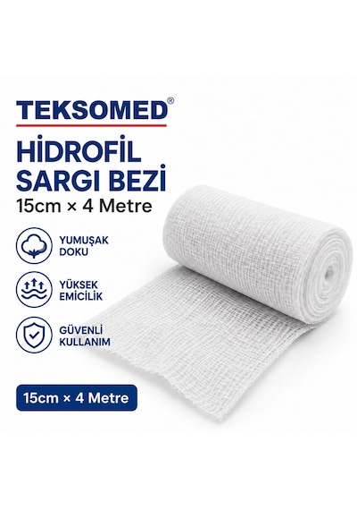 Teksomed Hidrofil Sargı Bezi 15 Cm X 4 Metre 100 Adet