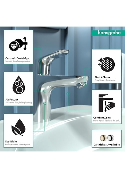 Focus Modern Yükseltme Kolay Temizlik 1 Saplı 1 7 Uzun Banyo Lavabo Bataryası Krom, 04371000 Diğer