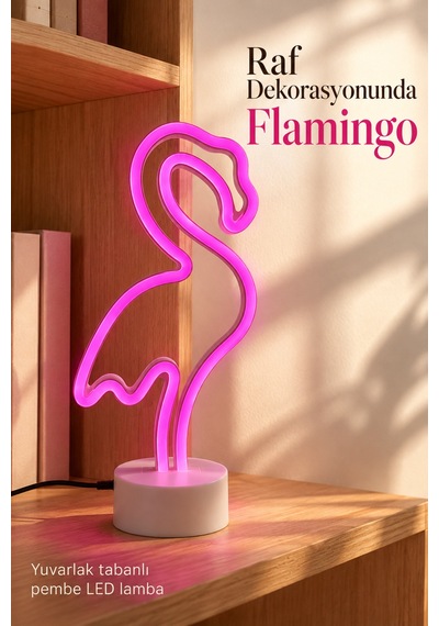 Pembe Işıklı Flamingo Led Lamba Masaüstü Dekoratif