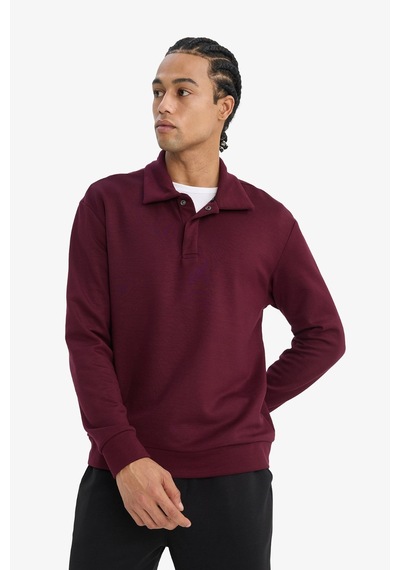Defacto Standart Fit Polo Yaka Modal Sporcu Sweatshirt G3596ax25wnbk81 Siyah-bk81