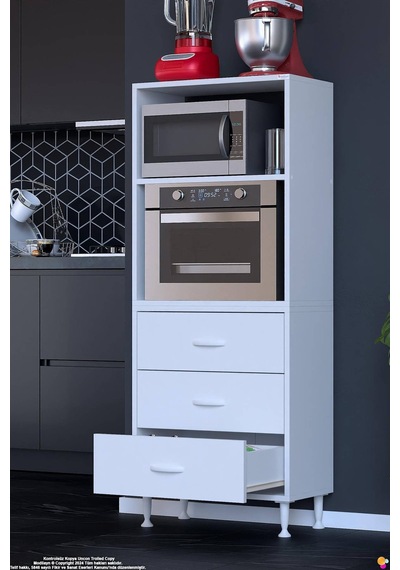 Velar 65 Cm 3 Çekmeceli Mikrodalga Fırın Mutfak Erzak Dolabı Çok Amaçlı Banyo Dolabı 65x150x32 Cm Beyaz Velar 65 Cm 3 Çekmeceli Mikrodalga Fırın Mutfak Erzak Dolabı Çok Amaçlı Banyo Dolabı 65x150x32 Cm Beyaz