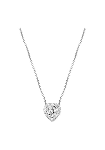 Vog Swarovski Taşlı S Model Kalp Detay 925 Ayar Gümüş Kolye