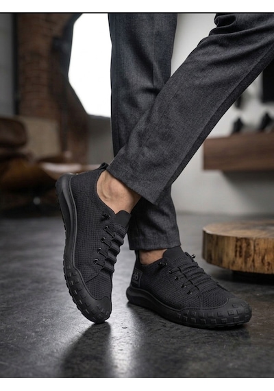 Ba0248 Boa Siyah Esnek Bağcıklı Ultra Hafif Nefes Alan Sneaker Ayakkabı
