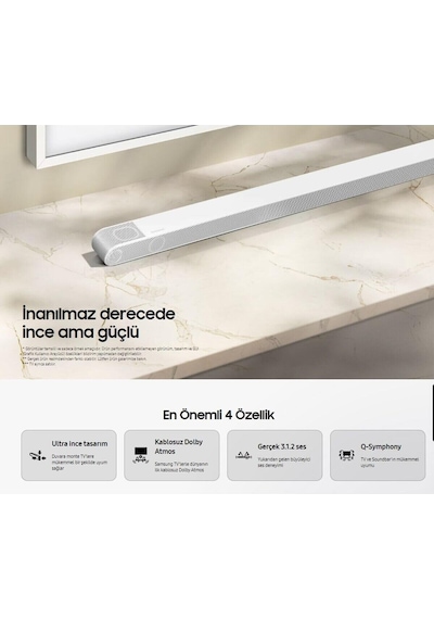 Beyaz Slim Gövde Bluetooth Hdmı Optik 330w 10 Hoparlör Dolby Digital Plus 3.1.2 Kanal Soundbar-134968