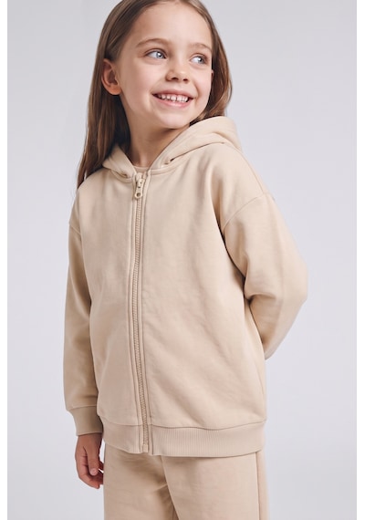 Defacto Kapüşonlu Fermuarlı Kalın Basic Sweatshirt Hırka Kız Bebek I5086a526wnbg203 Bej-bg203