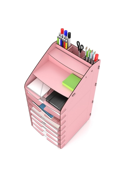 Design Otto Tower Masaüstü Organizer 10 Kat A4 Evrak Rafı 6 Renk Pembe - 90845809 Pembe