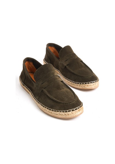 Mubiano Hakiki Deri Summer Erkek Jüt Taban Haki Süet Espadril & Loafer -mssr1274-hk Haki