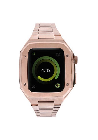 Muratech Newface Apple Uyumlu Watch 44mm Metal Petek Kasalı Kordon - Rose Gold