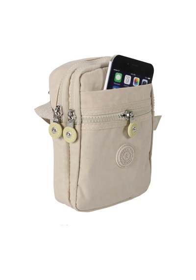 M 227 Mega Bag Krinkıl Kumaş Unisex Küçük Omuz Çantası, Telefonluk Krem