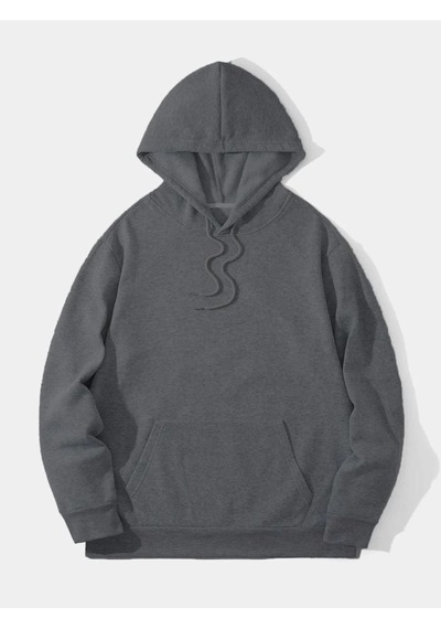 Mbb E-ticaret Erkek 3 İplik Pamuklu Kapüşonlu Kanguru Cepli Sweatshirt Hoodie - Füme