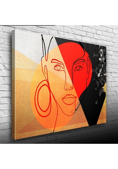 Soyut Kırmızı, Siyah Renklerde Kadın Portresi Kanvas Tablo 50 X 70