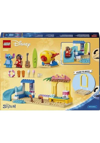 LEGO® ǀ Disney Lilo ve Stiç ile Plaj Eğlencesi 43280 – 4 Yaş Üzeri Çocuklar için 2 Karakter İçeren Oyuncak Yapım Seti (113 Parça)