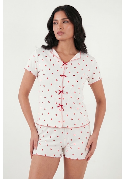 Lela Bayan Pijama Takımı 65770837 Beyaz-kırmızı