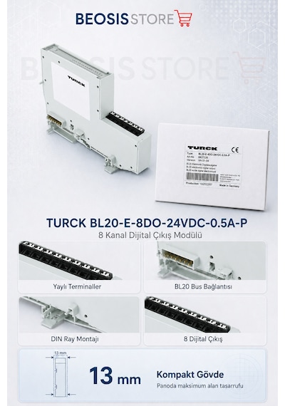 Turck Bl20-e-8do-24vdc-0.5a-p 8 Kanal Dijital Çıkış Modülü