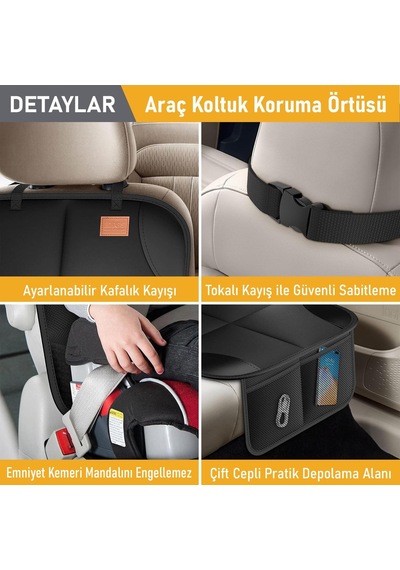 Haegs Oto Koltuk Koruyucu Kılıf, Çocuk Oto Koltuğu İçin Koruyucu Örtü, Kalın Pedli Araba Araç Koltuk Minderi Su Geçirmez Evcil Hayvan, Kedi Köpek Araç