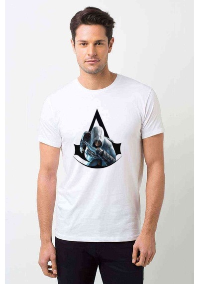 Assassins Creed Sanat Assassins Creed Baskılı Beyaz Erkek Tshirt