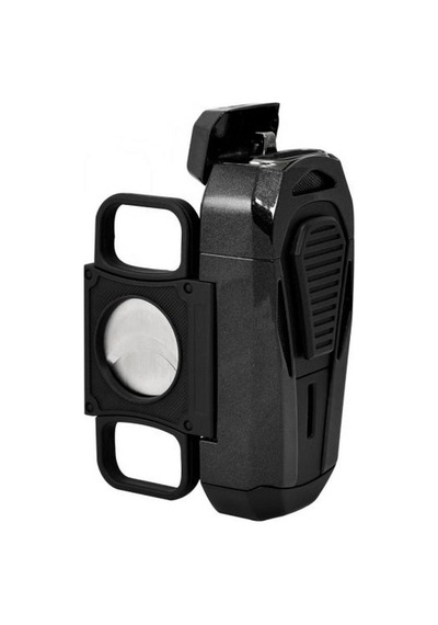 Colibri Boss Üçlü Jet Çakmak Puro Çakmağı Kesicili Siyah