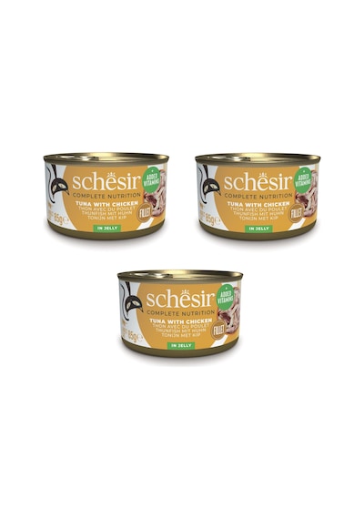 Schesir Ton Ve Tavuklu Tam Ve Dengeli Jöleli Kedi Konservesi 85 Gr. X 3 Adet
