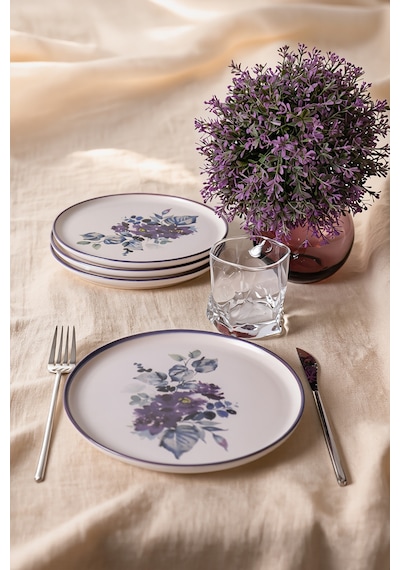 Keramika Purple Flower Nordic Pasta Tabağı 22 Cm 4 Adet 21329 Çok renkli