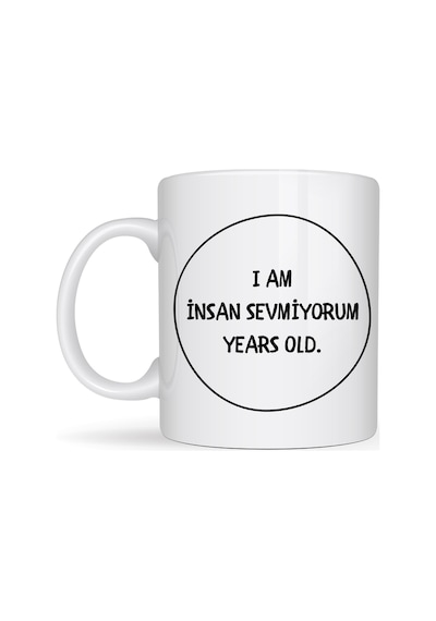 İnsan Sevmiyorum Yazılı Kupa Model 242 Minimal Tasarım Komik Mesajlı Seramik Kahve Kupası Çok Renkli