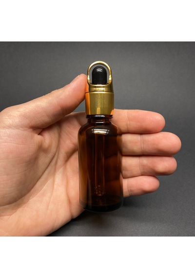 Amber Cam Damlalıklı Şişe  Sepet Model Metalik Kapak  30 ML