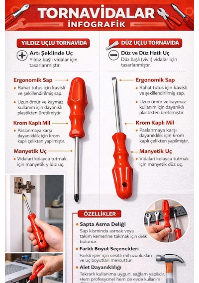 2 Li Tornavida Seti, Düz Ve Yıldız Uçlu, Ergonomik Kaymaz Sap, Manyetik Çelik Uç, Ev Ve Atölye Kullanımı İçin El Aleti Seti,tornavida Seti 2 Li, Düz Uç Ve Yıldız Uç, Dayanıklı Çelik Gövde