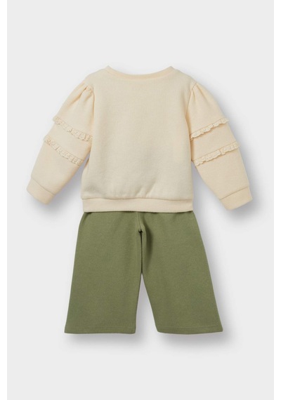 Defacto 2'li Sweatshirt Eşofman Altı Haki Kız Bebek Alt-üst Takım G0081a5/kh461 Haki