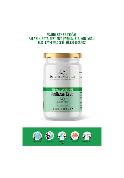 Intense Natural Hindistan Cevizi Yağı Soğuk Sıkım 100 ML