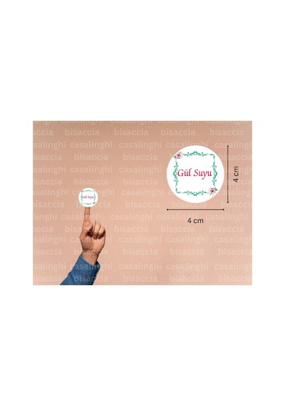 Gül Suyu Etiketi Hediye Sticker Kabe Mekke Medine Yuvarlak Mat Çıkartma 4 Cm 45 Adet Çok Renkli