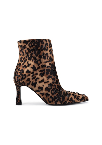 Tamer Tanca Kadın Saten Leopar Topuklu Bot 735 8794 Bn Bot Sk25-26 Leopar Leopar