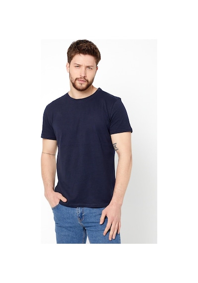 Erkek Çok Renkli %100 Pamuk T- Shirt Regular Fit Rahat Kesim Bisiklet Yaka 5'li Basic Tişört Paketi Lacivert