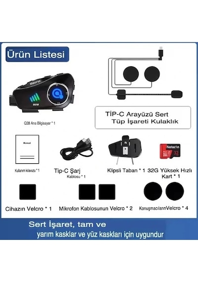 Q28 Kameralı Motosiklet Kask Kulaklığı Cn