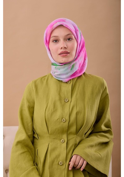 Silk Home Olinda İpek Eşarp 47004-25 Gümüş, Pembe, Yeşil, Koyu Yeşil