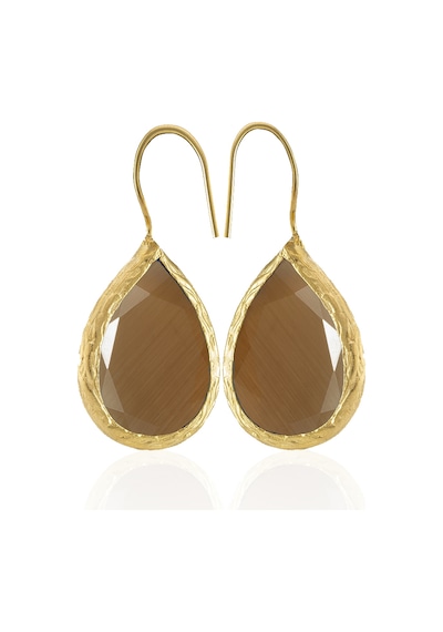 Kadir Jewellery 22 Ayar Altın Kaplama Damla Taşlı Küpe -el İşçiliği Ve Hipoalerjenik Küpe Kahverengi 04230120