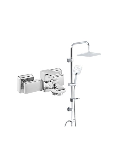 E.c.a. Tiera Banyo Bataryası+t-may Banyo Çamlıca Kare Tepe Duş Takımı Seti - Krom - Paslanmaz